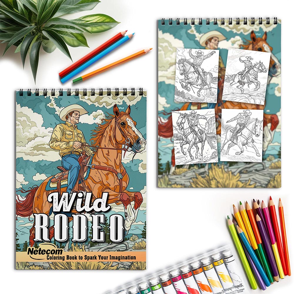 Netecom Wild Rodeo Spiral Coloring Book for Adults