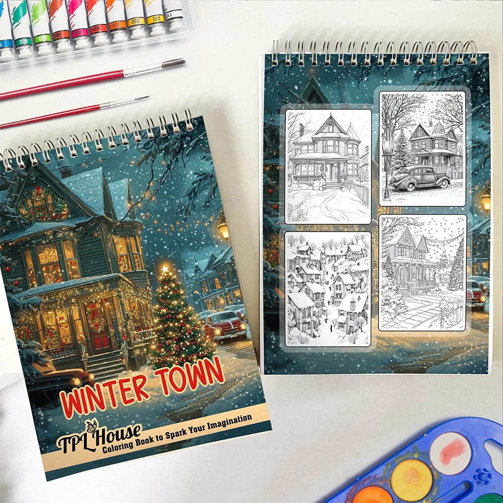 Netecom Winter Town Spiral Coloring Book for Adult