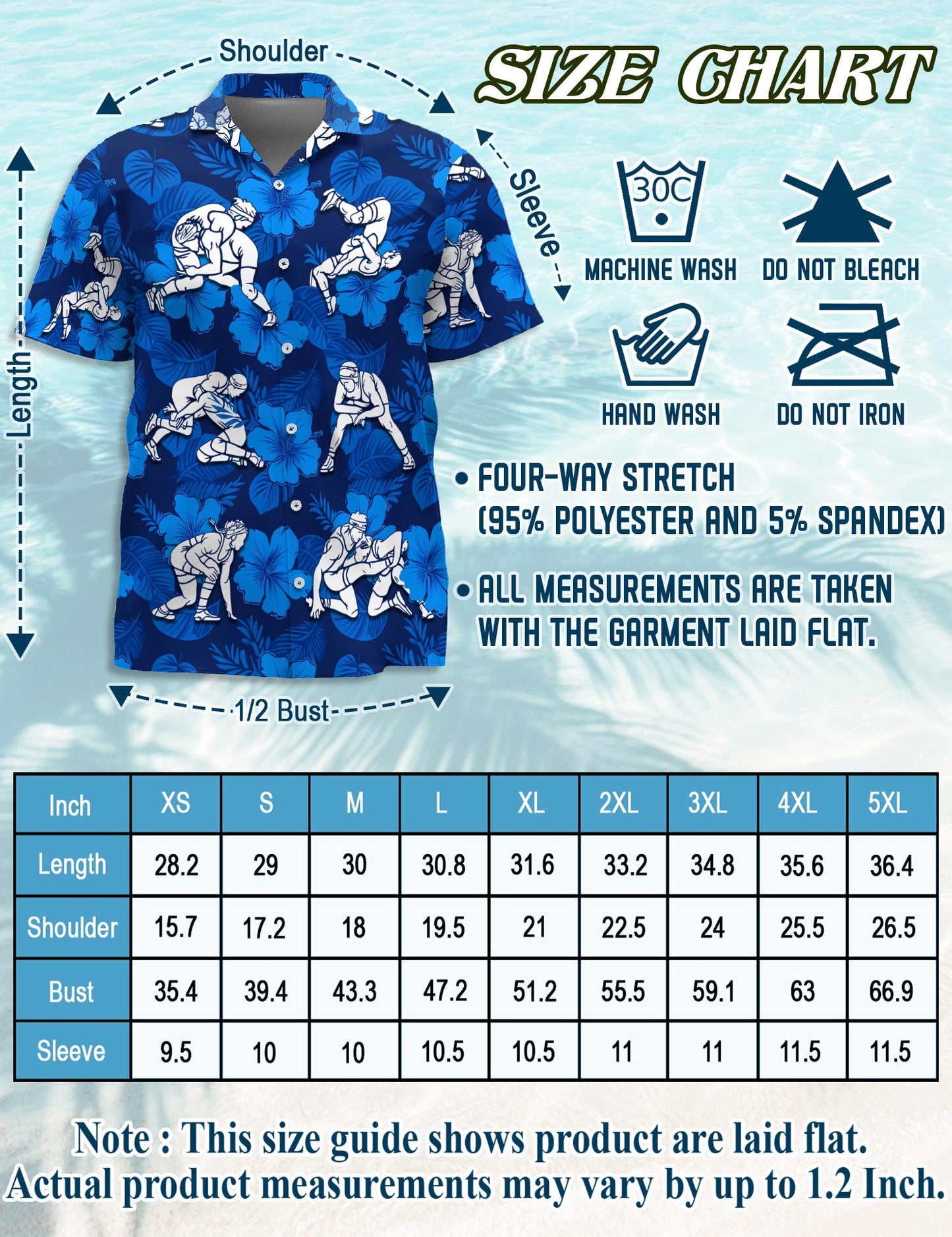 Netecom Wrestling Hawaiian Shirt for Men, Sporty Style, Button Down Summer Beach Short Sleeve, S-5XL