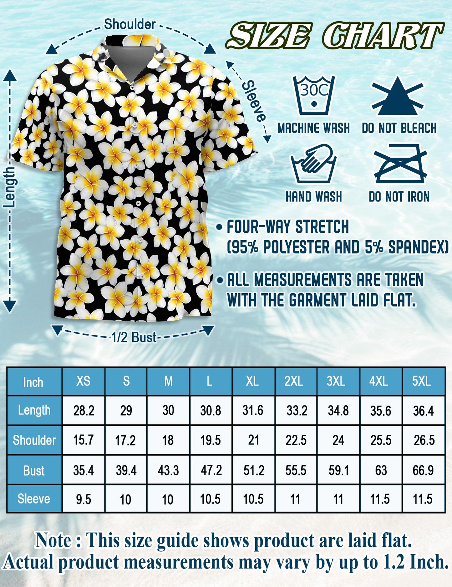 Netecom Yellow Plumeria Hawaiian Shirt for Men, Button Down Summer Beach Short Sleeve, Vintage Style, Sizes S-5XL