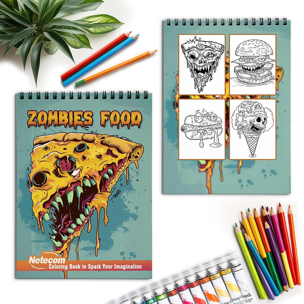 Netecom Zombies Food Spiral Coloring Book for Adult