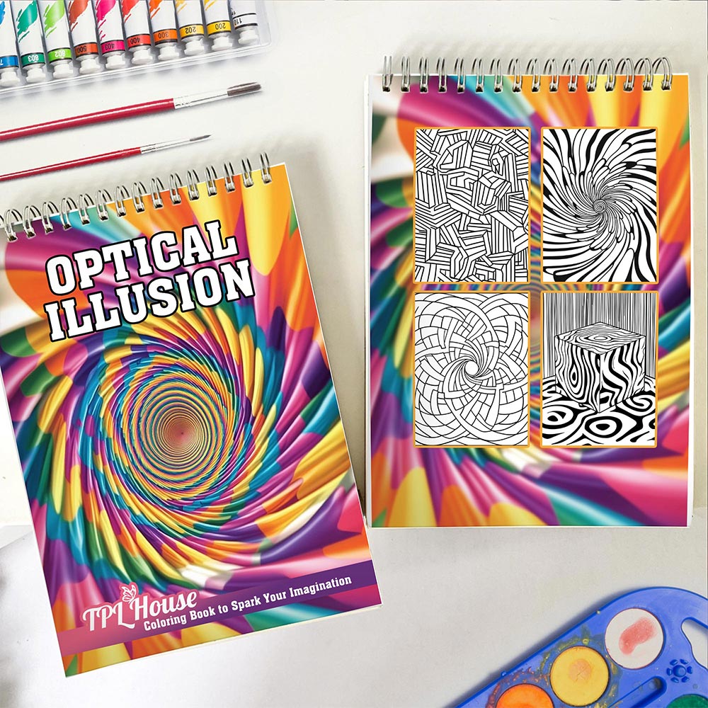 Optical Illusion Coloring Book Spiral Bound for Adult