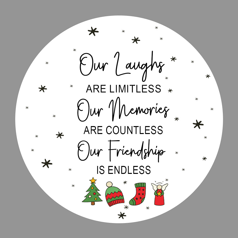 Netecom Best Friend Christmas Ornament, Our Laughs Are Limitless Our Memories Are Countless Our Friendship Is Endless Ceramic Ornament for Xmas Tree Hanging Decorations Gift, Gifts for Besties
