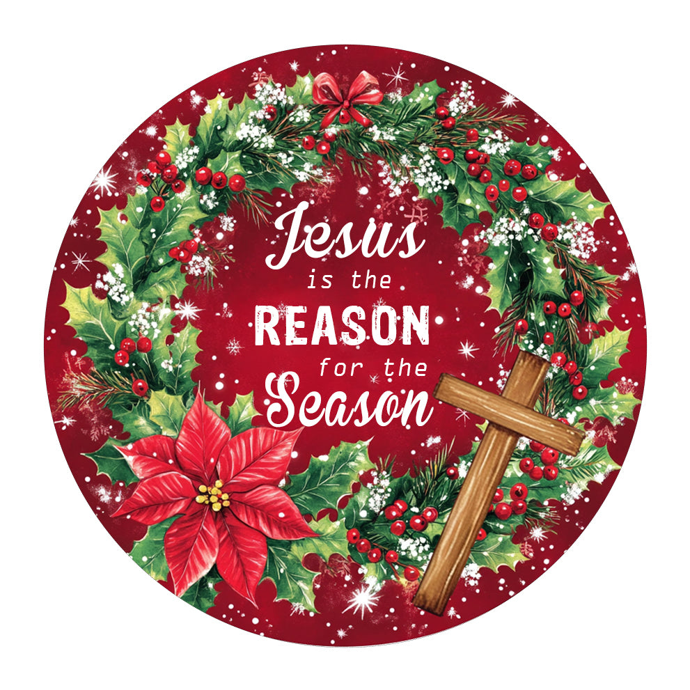 Netecom Religious Christmas Ornament, Jesus is the Reason for the Season Ceramic Ornament for Xmas Tree Hanging Decorations Gift, Inspirational Gifts for Christian, Holiday Party Present
