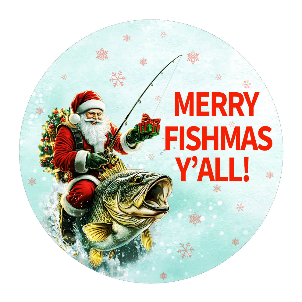 Netecom Funny Santa Fishing Christmas Ornament, Merry Fishmas Ceramic Ornament for Xmas Tree Hanging Decorations Gift, Fishing Lovers Gifts for Fisherman, Home Decor, Holiday Party Present