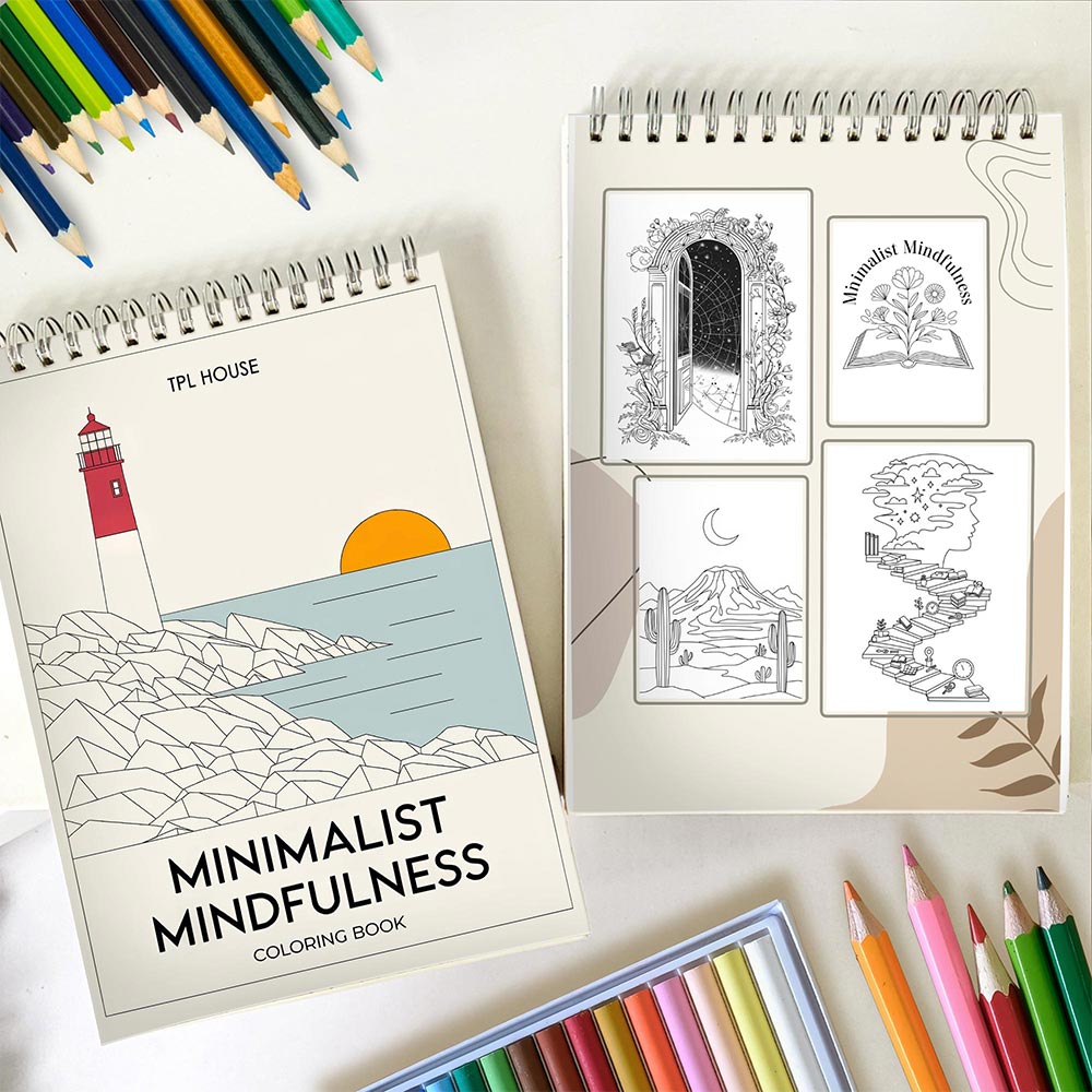 PLHOUSE Minimalist Mindfulness Spiral Coloring Book for Adults