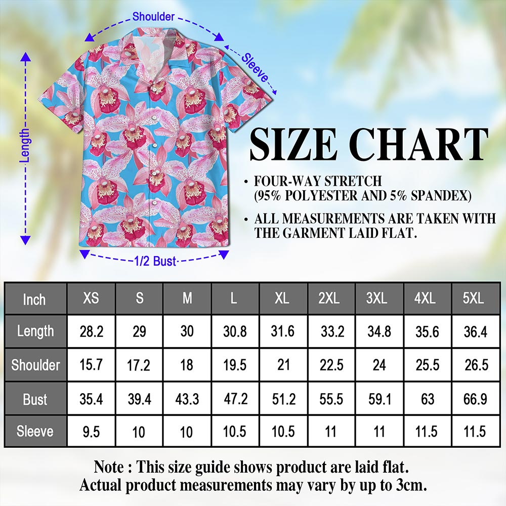 Netecom Pink Orchid Hawaiian Shirt for Men, Floral Lover Gifts, Tropical Button Down Summer Beach Short Sleeve Shirts, S-5XL