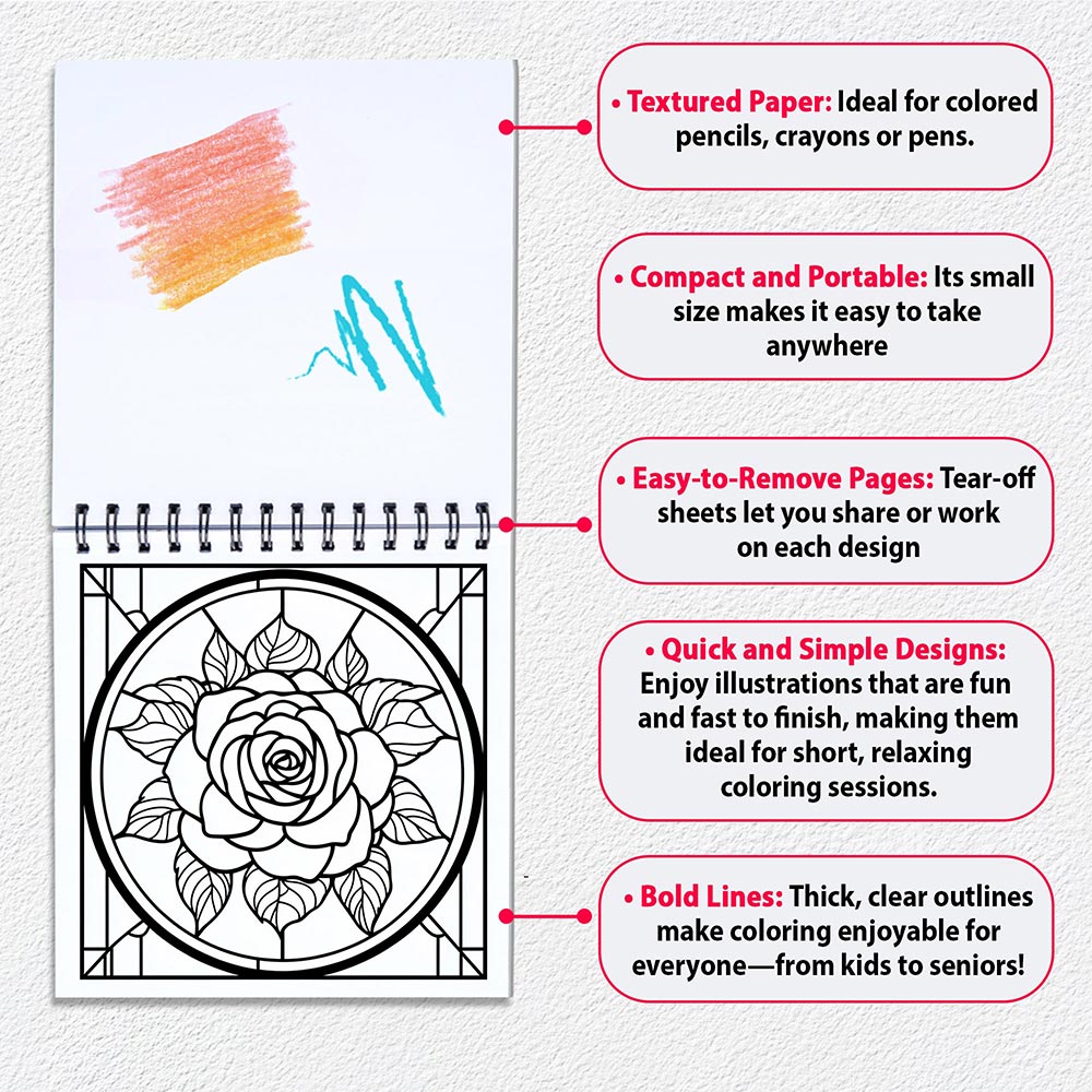 Stained Glass Mini Coloring Sheets for Adult