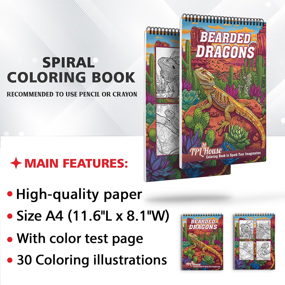 TPLHOUSE Bearded Dragons Coloring Sheets for Adults
