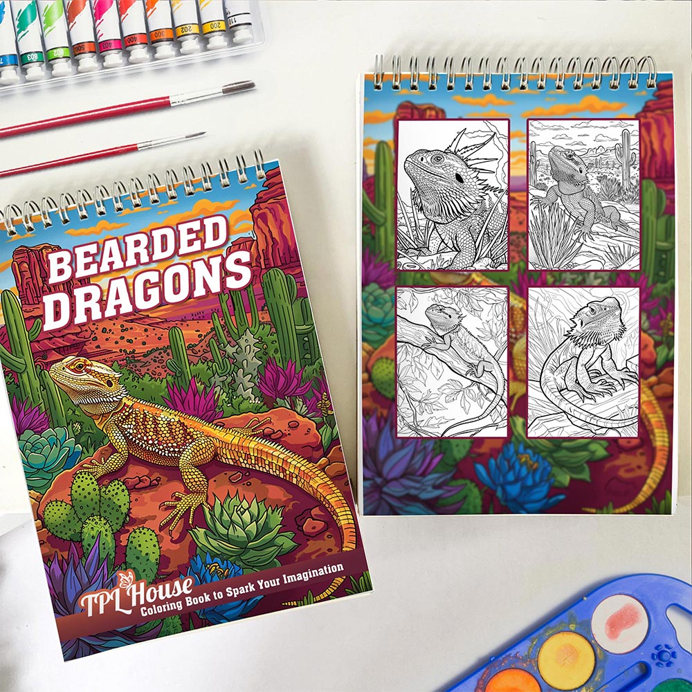 TPLHOUSE Bearded Dragons Spiral Coloring Book for Adults