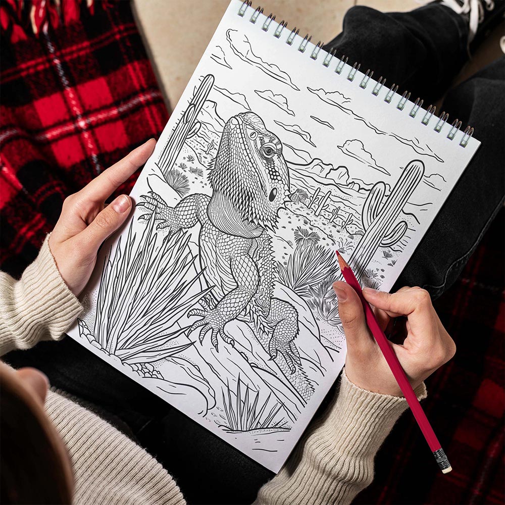 TPLHOUSE Bearded Dragons Spiral Bound Coloring Book for Adults