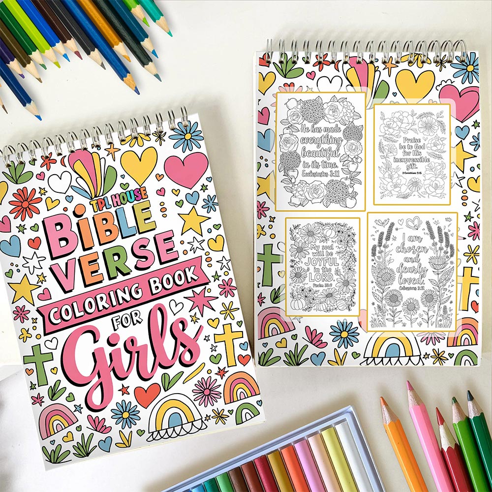 TPLHOUSE Bible Verse Spiral Coloring Book For Girls