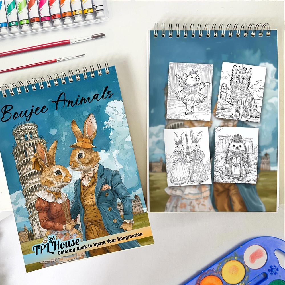 TPLHOUSE Boujee Animals Spiral Coloring Book for Adults