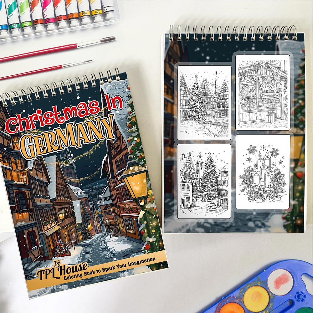 TPLHOUSE Christmas In Germany Spiral Coloring Book for Adult