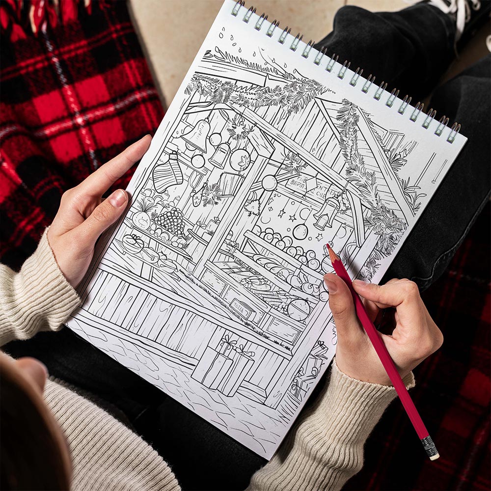 TPLHOUSE Christmas In Germany Spiral Bound Coloring Book for Adult