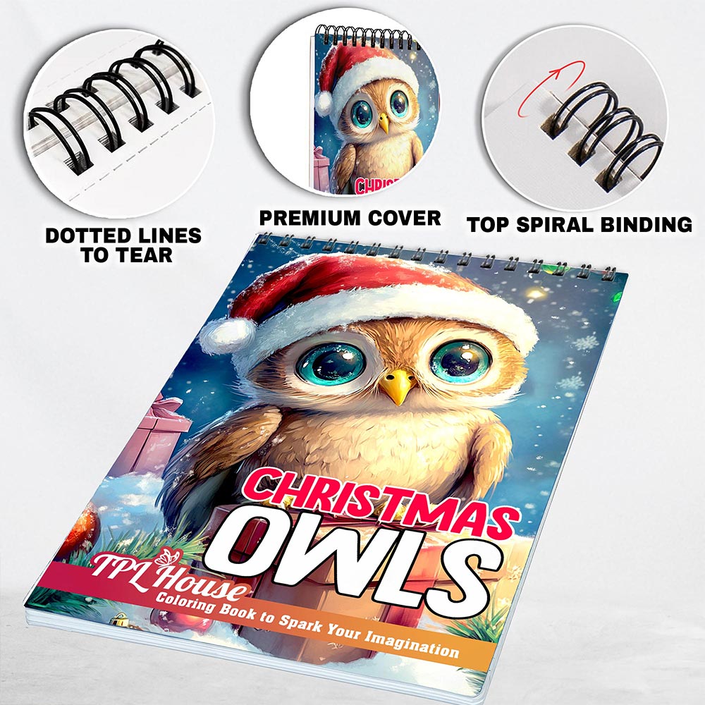 TPLHOUSE Christmas Owls Coloring Pages for Adult
