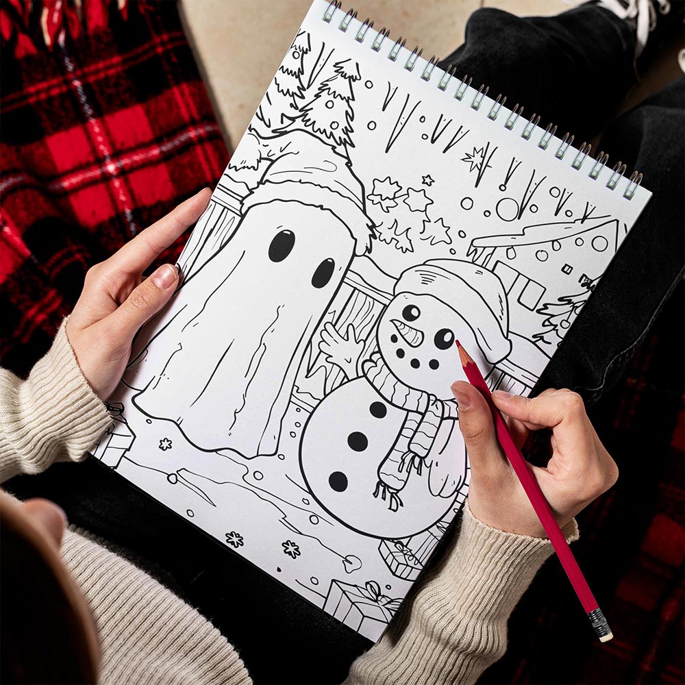 TPLHOUSE Christmas Vibe Ghost Spiral Bound Coloring Book for Adult