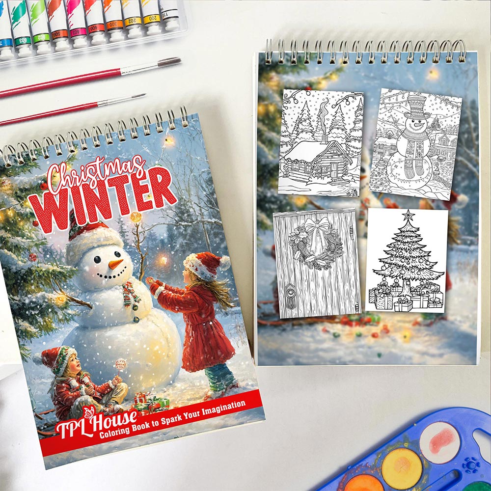 TPLHOUSE Christmas Winter Spiral Coloring Book for Adult