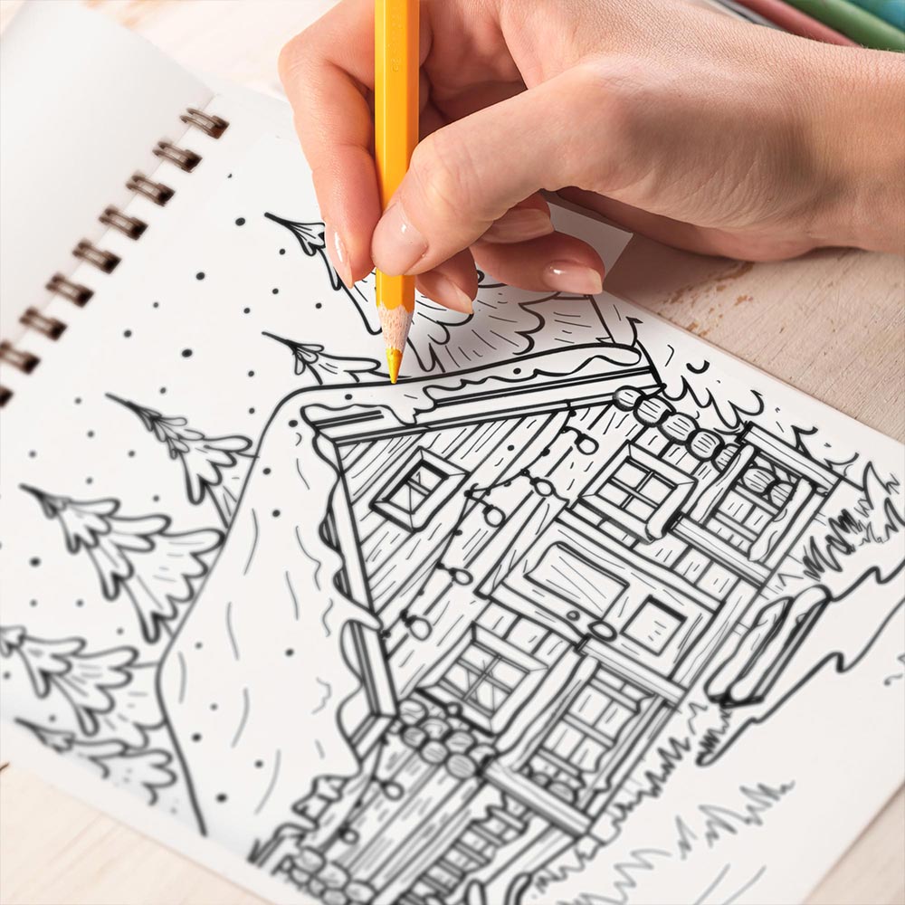 TPLHOUSE Christmas Woodland Coloring Book Spiral Bound for Adult
