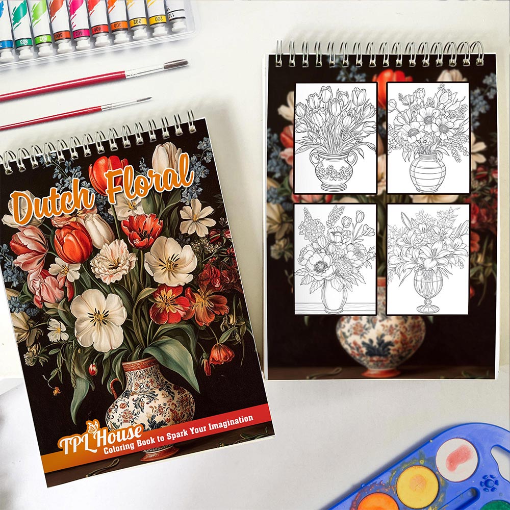 TPLHOUSE Dutch Floral Spiral Coloring Book for Adults
