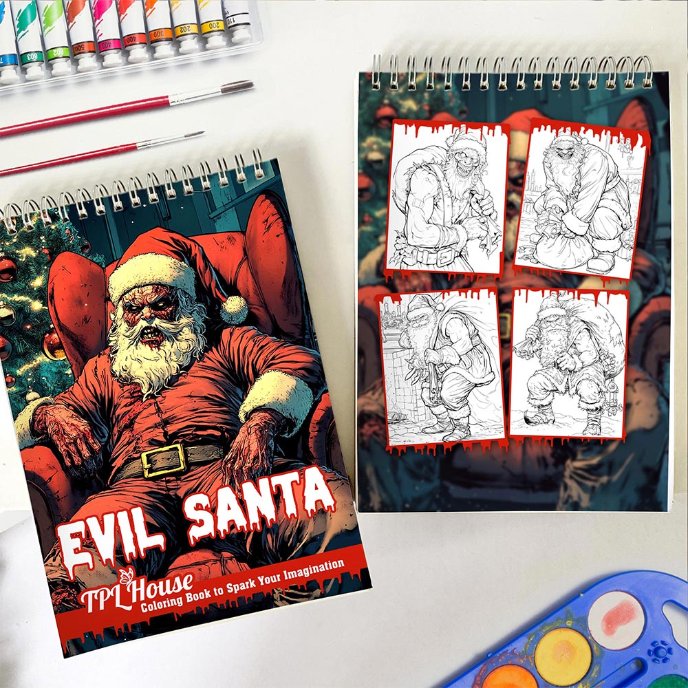 TPLHOUSE Evil Santa Spiral Coloring Book for Adult