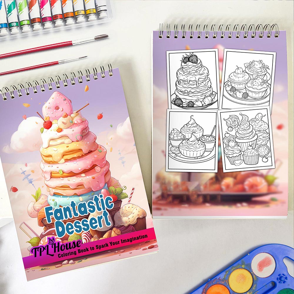 TPLHOUSE Fantastic Dessert Spiral Coloring Book for Adult