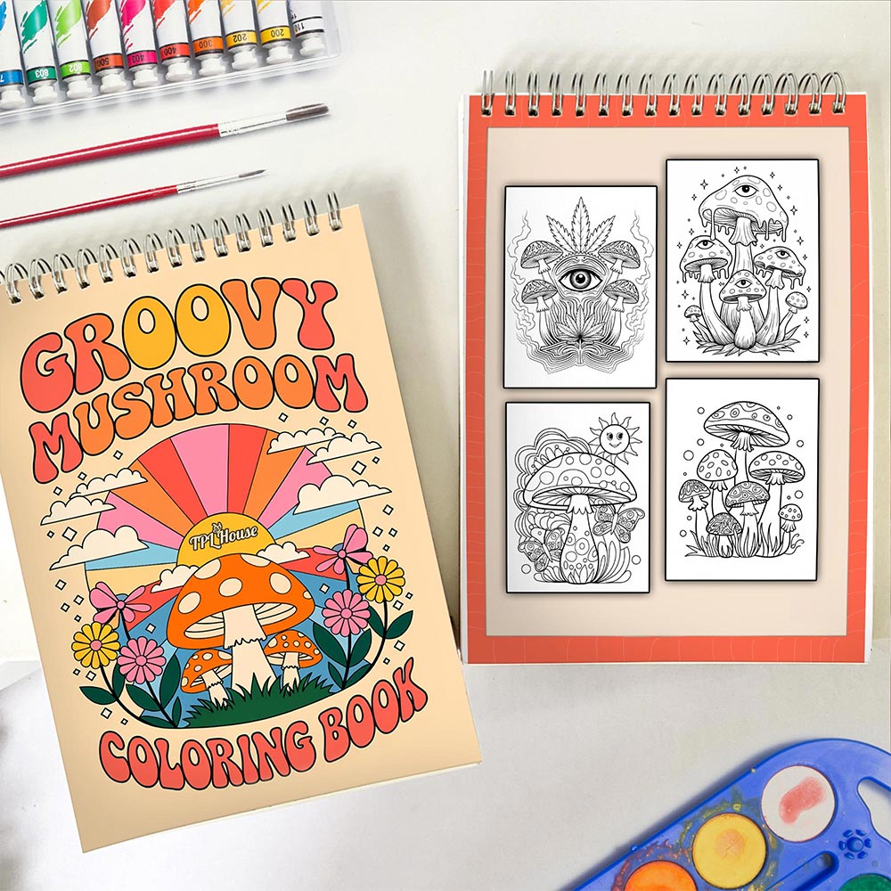 TPLHOUSE Groovy Mushroom Spiral Coloring Book for Adults