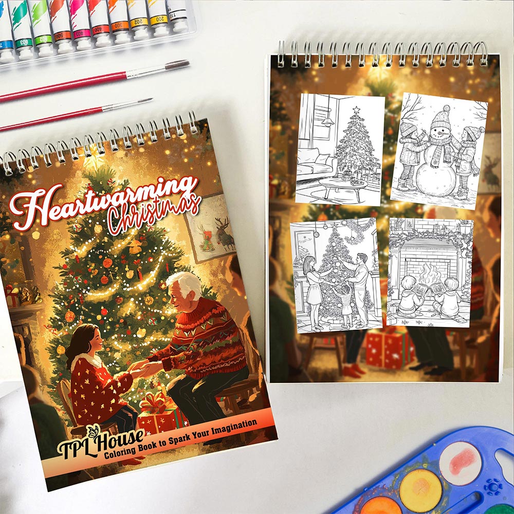 TPLHOUSE Heartwarming Christmas Spiral Coloring Book for Adult