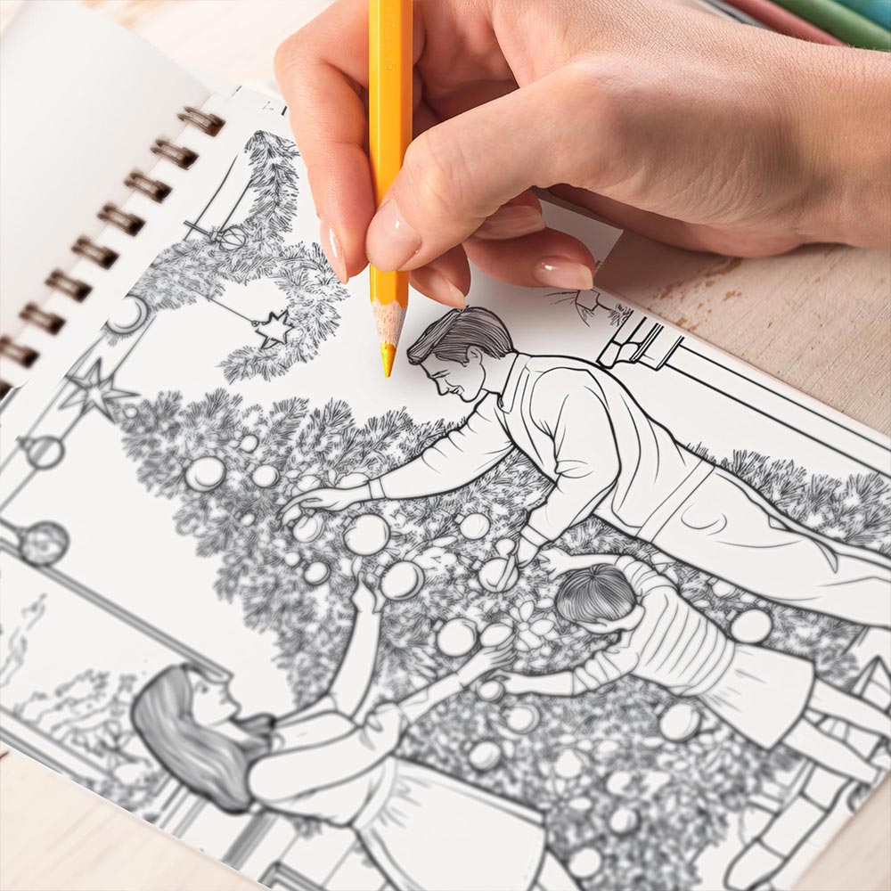 TPLHOUSE Heartwarming Christmas Coloring Book Spiral Bound for Adult