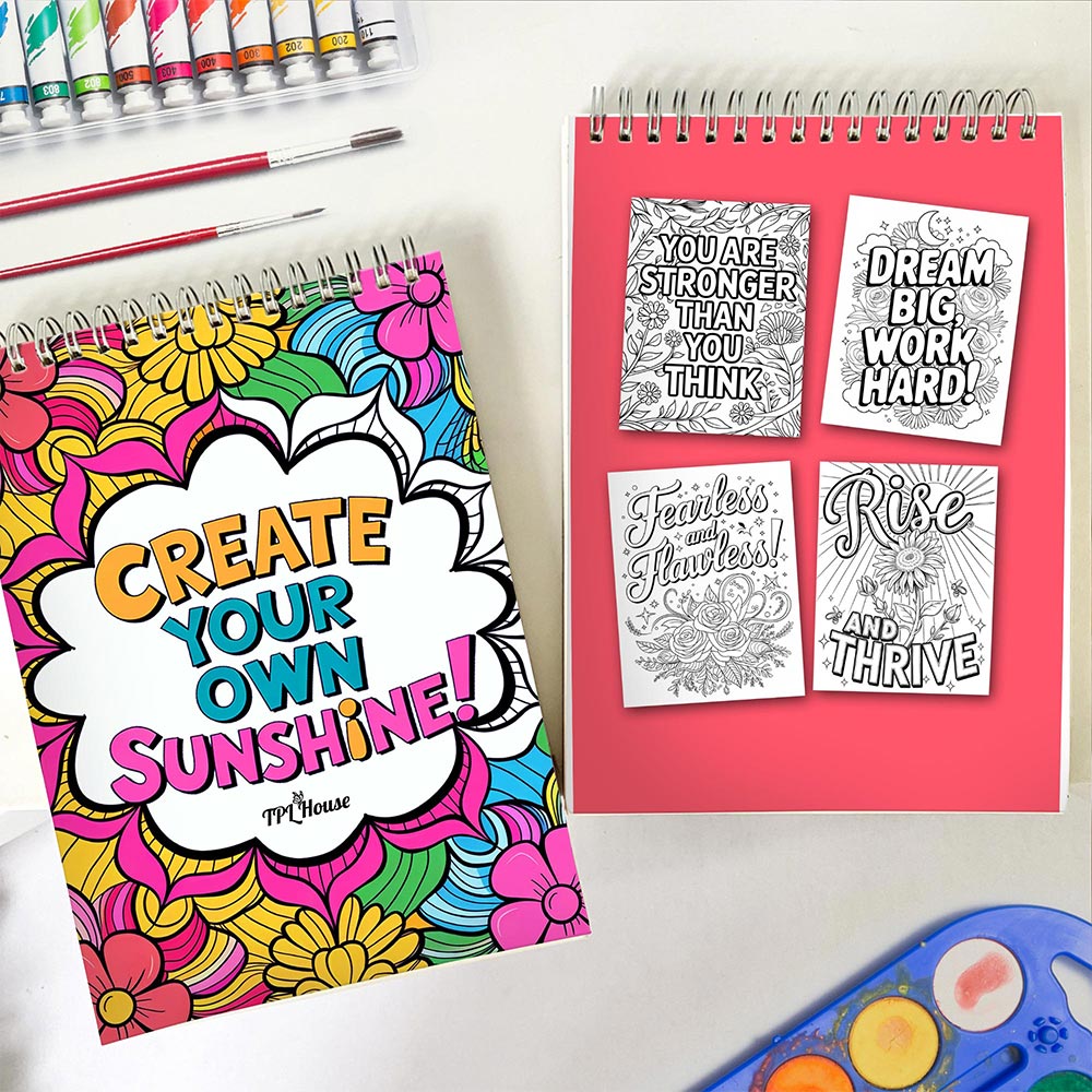 TPLHOUSE Inspirational Quotes Spiral Coloring Book for Adults