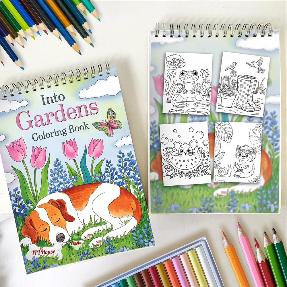 TPLHOUSE Into Garden Spiral Coloring Book for Adults
