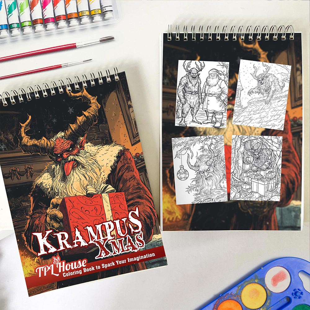 TPLHOUSE Krampus Xmas Spiral Coloring Book for Adult