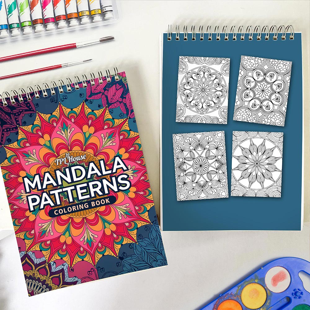TPLHOUSE Mandala Patterns Spiral Coloring Book for Adults