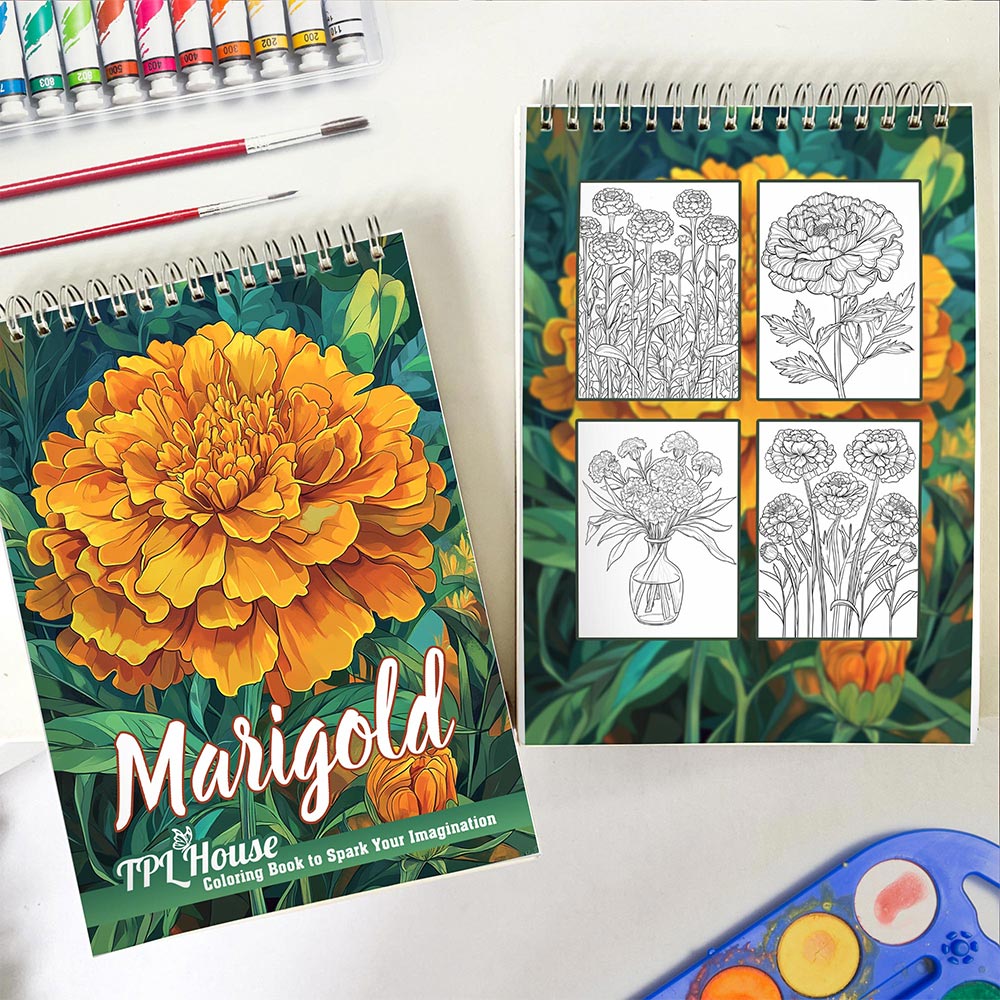 TPLHOUSE Marigold Spiral Coloring Book for Adults