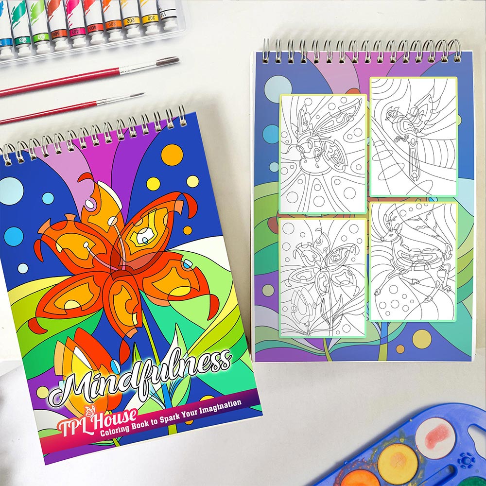 TPLHOUSE Mindfulness Spiral Coloring Book for Adult