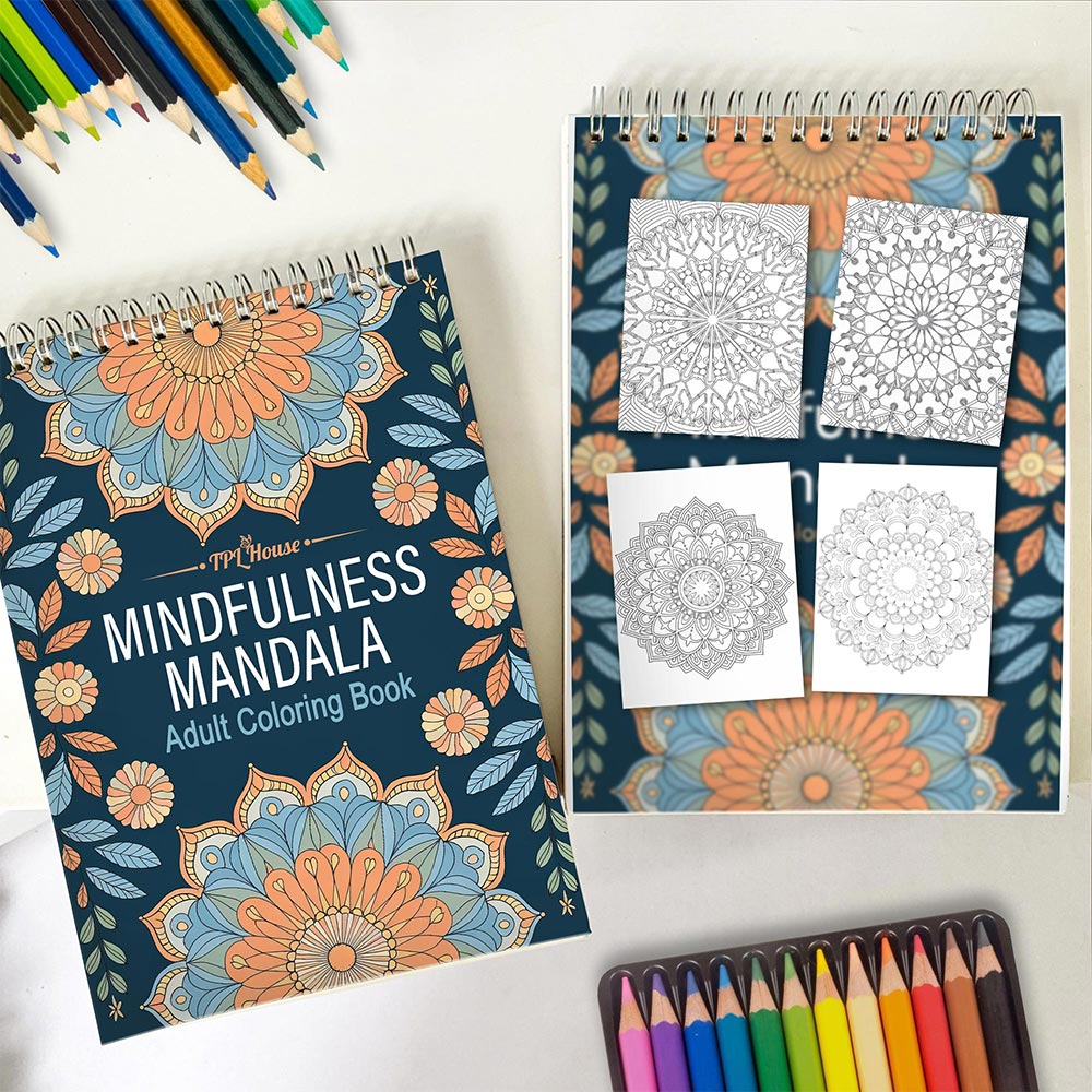 TPLHOUSE Mindfulness Mandala Spiral Coloring Book for Adults