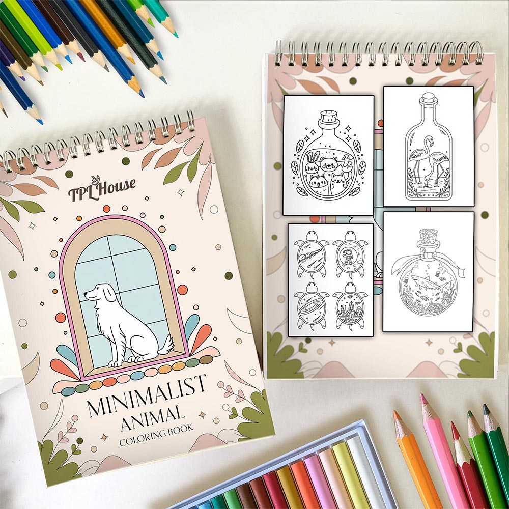 TPLHOUSE Minimalist Animal Spiral Coloring Book for Adults
