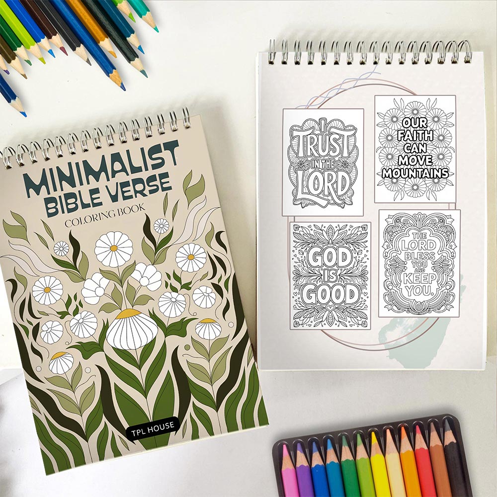 TPLHOUSE Minimalist Bible Verse Spiral Coloring Book for Adults