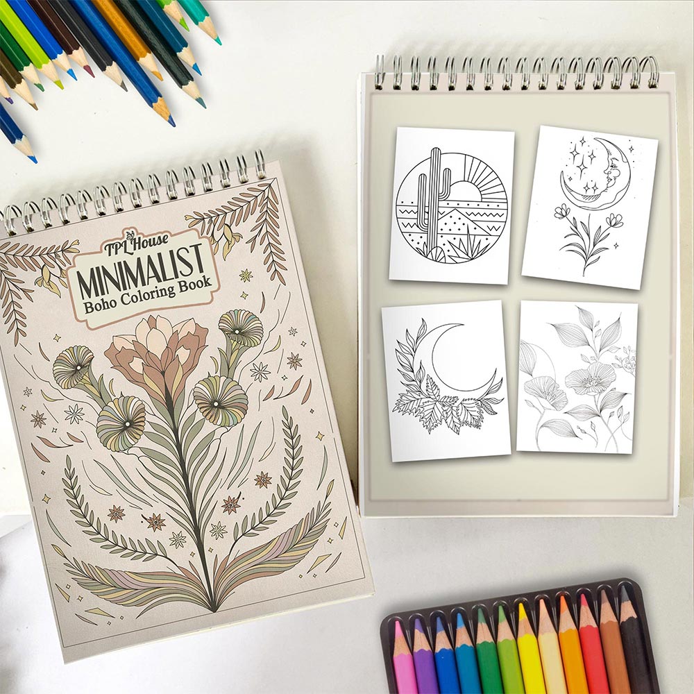 TPLHOUSE Minimalist Boho Spiral Coloring Book for Adults