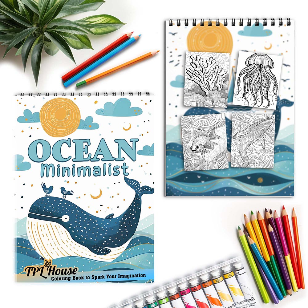 TPLHOUSE Minimalist Ocean Spiral Coloring Book for Adults