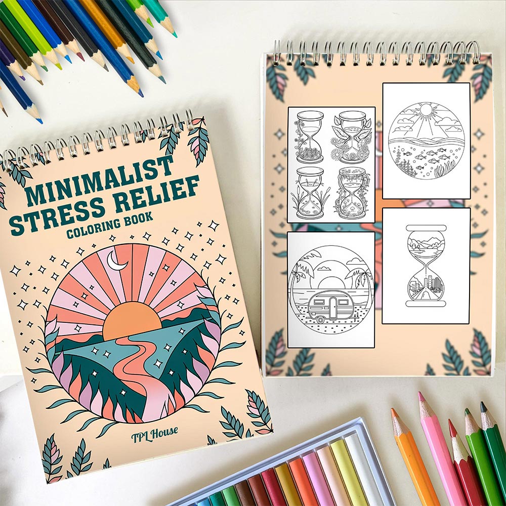 TPLHOUSE Minimalist Stress Relief Spiral Coloring Book for Adults