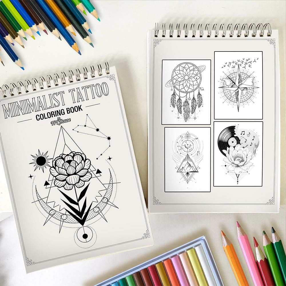 TPLHOUSE Minimalist Tattoo Spiral Coloring Book for Adults
