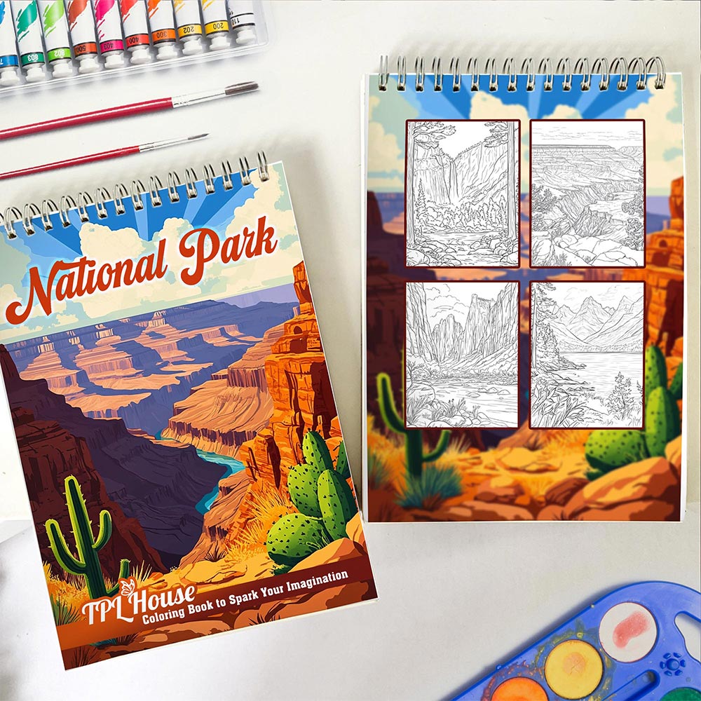 TPLHOUSE National Park Spiral Coloring Book for Adults