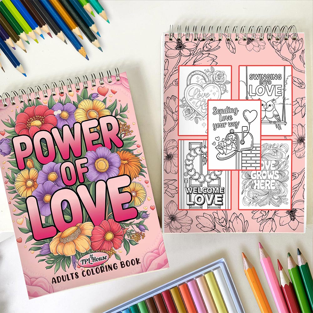 TPLHOUSE Power of Love Spiral Coloring Book for Adults