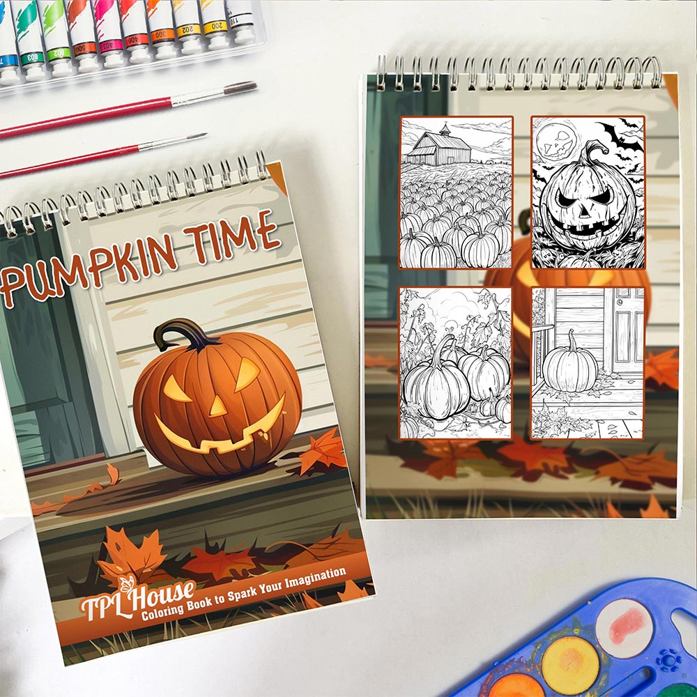TPLHOUSE Pumpkin Time Spiral Coloring Book for Adults