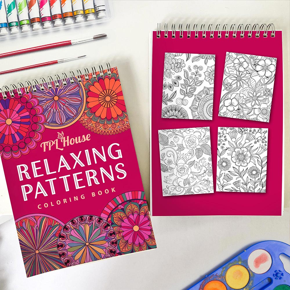 TPLHOUSE Relaxing Patterns Spiral Coloring Book for Adults