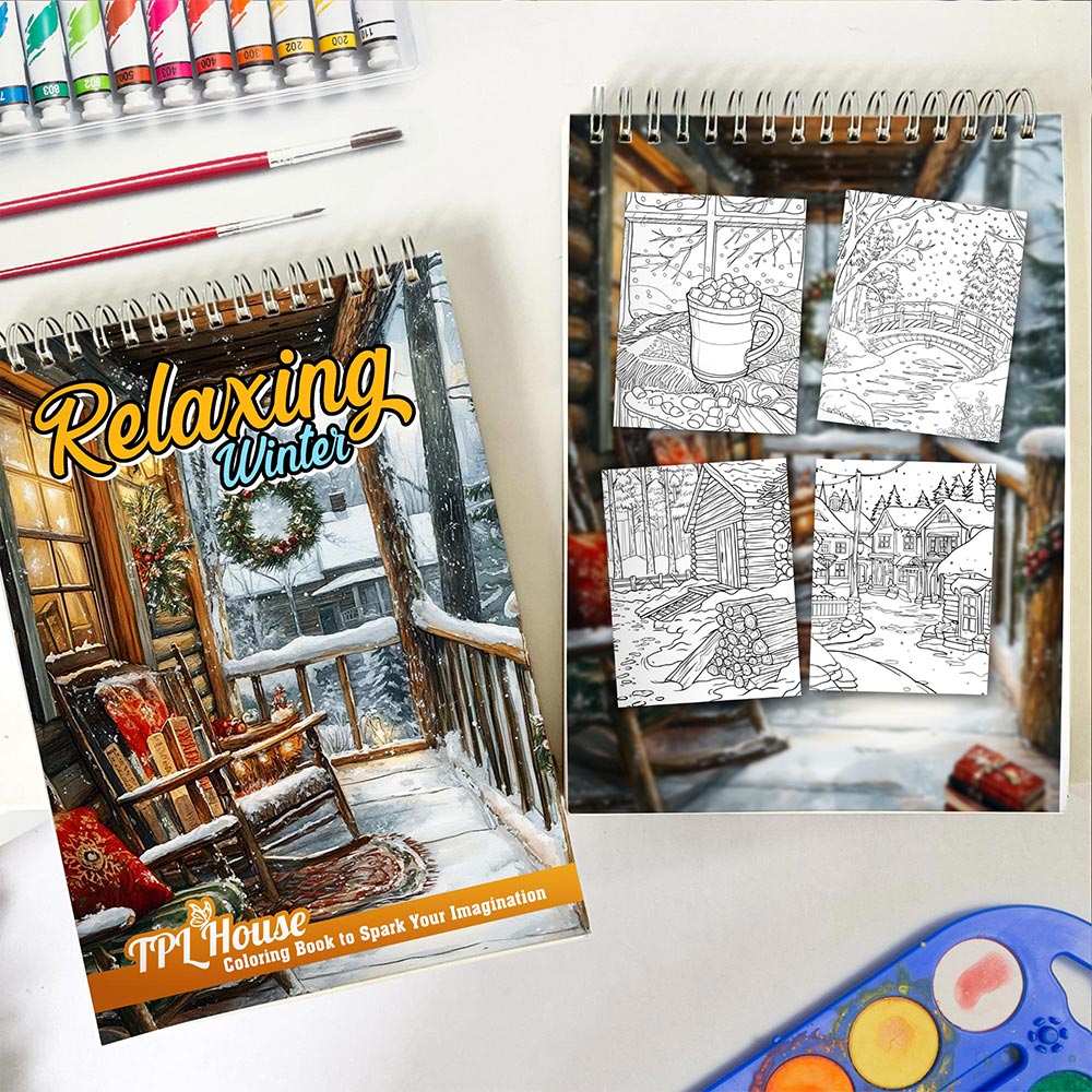 TPLHOUSE Relaxing Winter Spiral Coloring Book for Adult