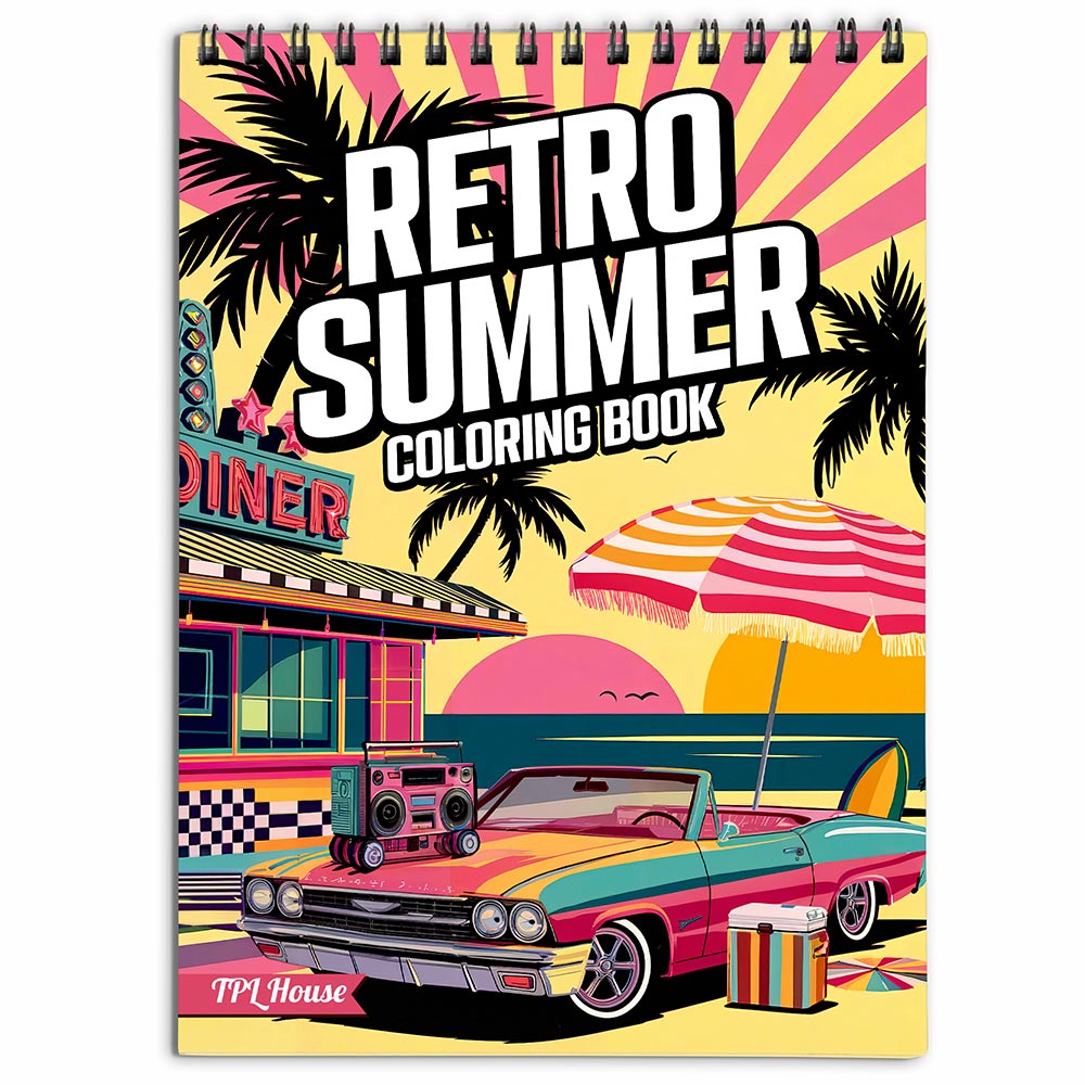 TPLHOUSE Retro Summer Coloring Book For Adults