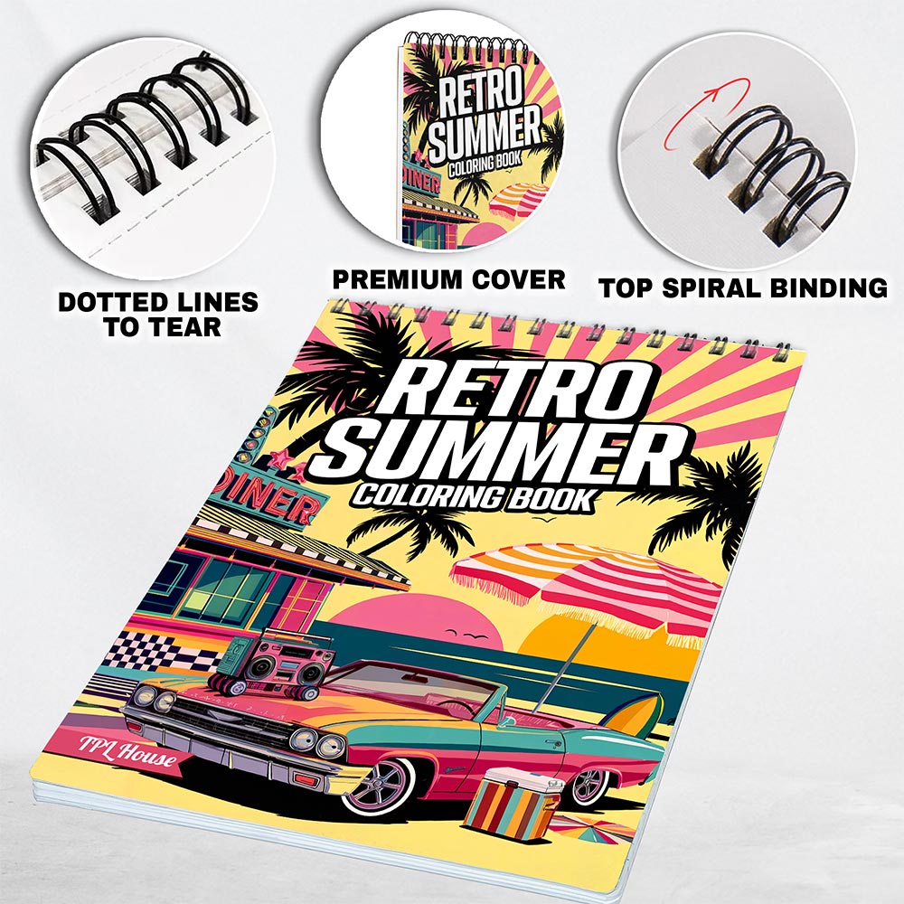 TPLHOUSE Retro Summer Coloring Pages For Adults