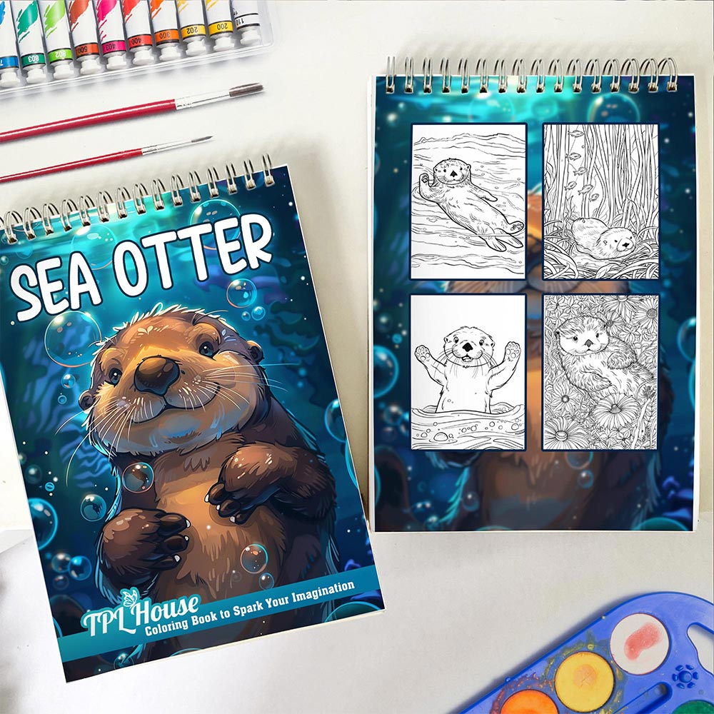TPLHOUSE Sea Otter Spiral Coloring Book for Adults